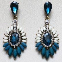 Golden Earrings Blue and white stones